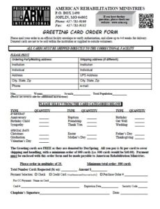 Printable Card Order Form